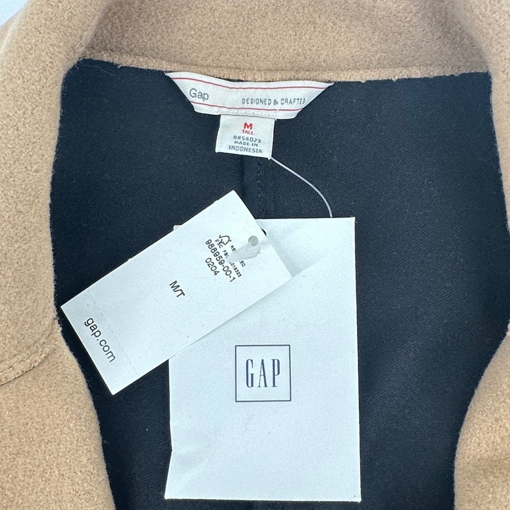 GAP Wool Blend Coat Womens MT Camel Brown Boxy Oversized Minimalist Academia - Picture 3 of 8